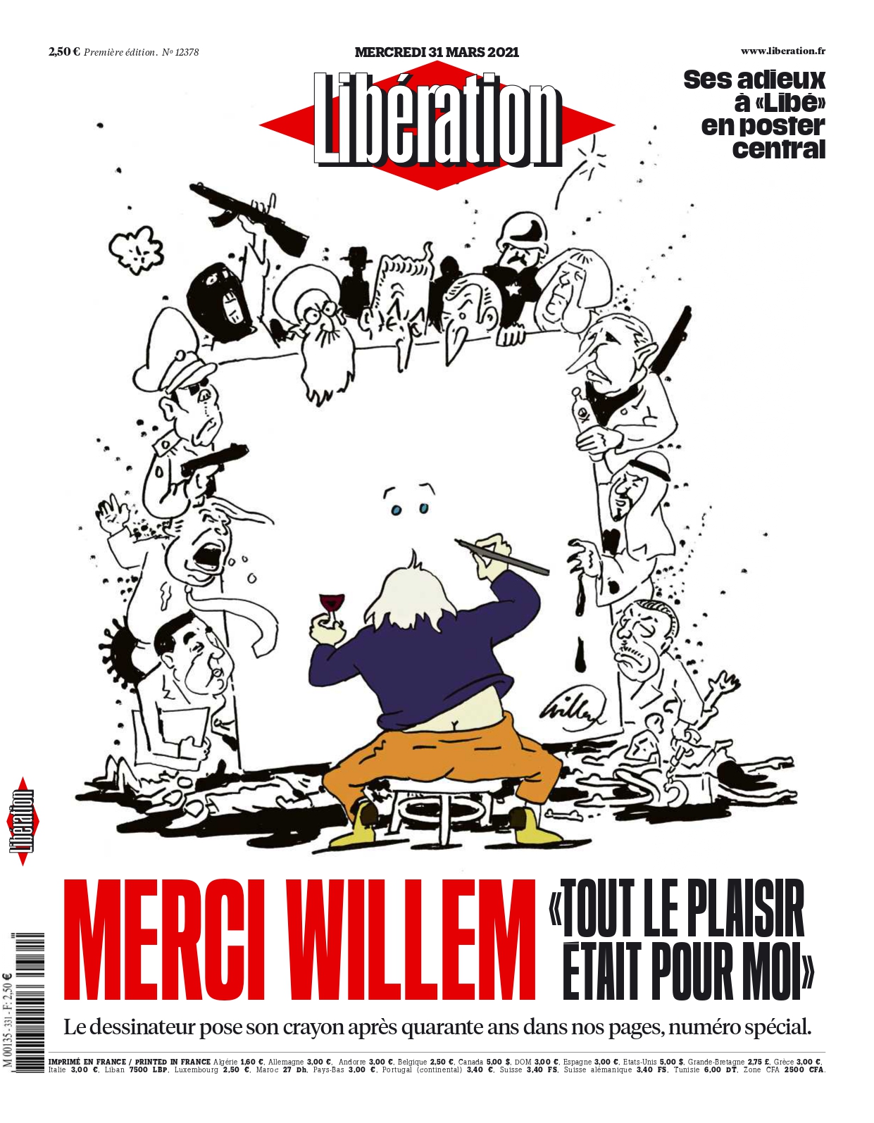 Willem libéré et célébré par Libé