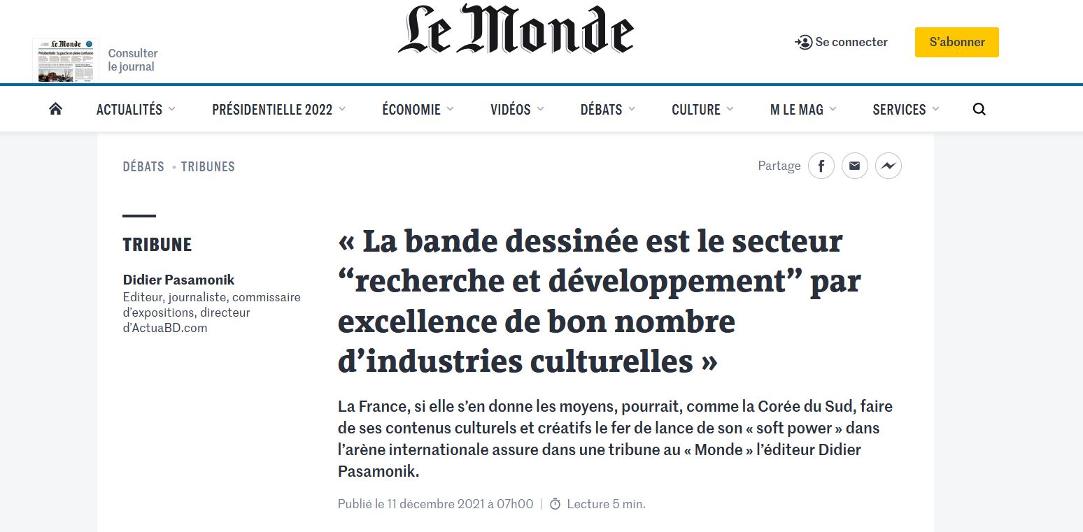 Le timonier d'ActuaBD publie une tribune dans Le Monde : l'Asie comme ligne d'horizon