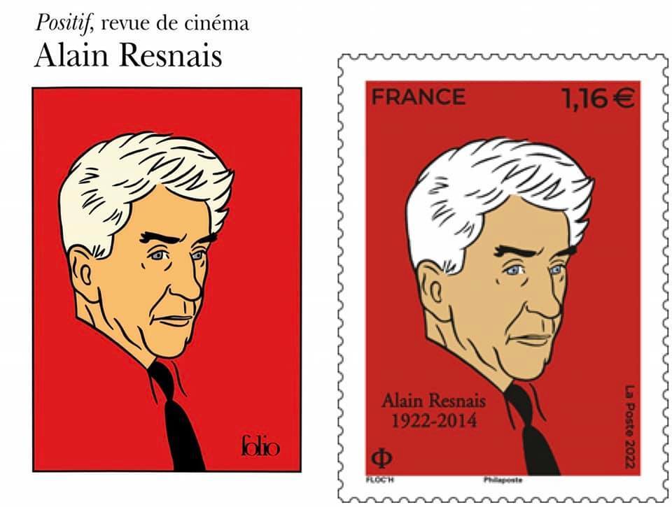Timbre collector à l'effigie d'Alain Resnais signé Floc'h