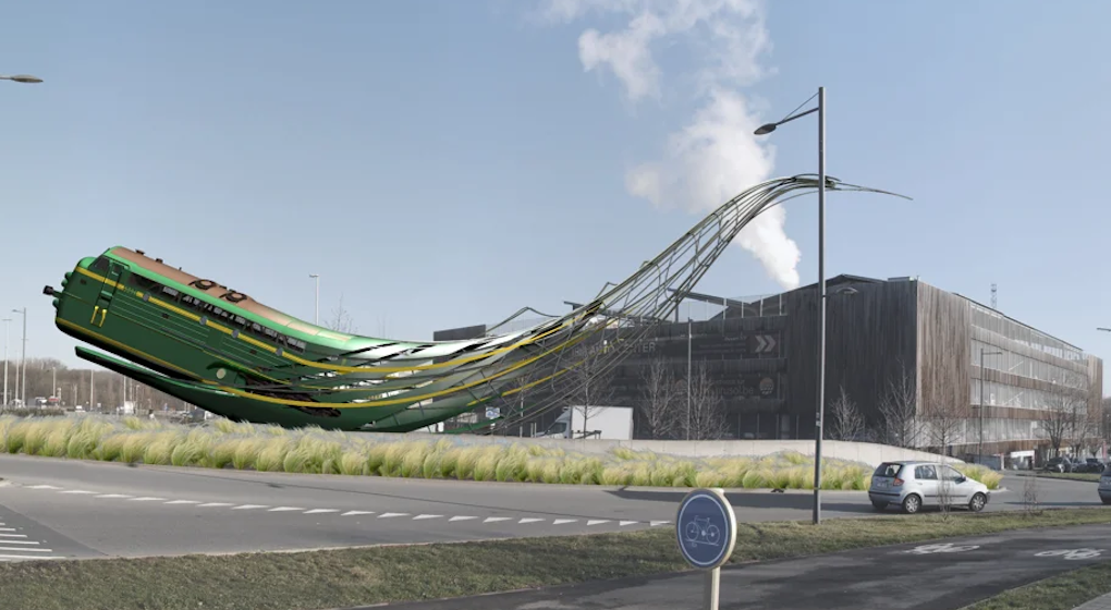 Bruxelles - Une locomotive sculptée par Schuiten en hommage à Moby Dick