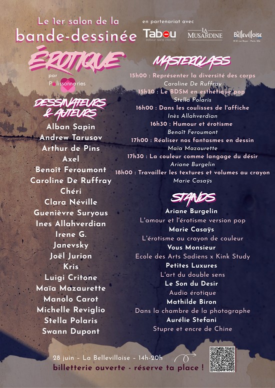 Les invités et le planning du 1er salon de la bande-dessinée érotique annoncés !