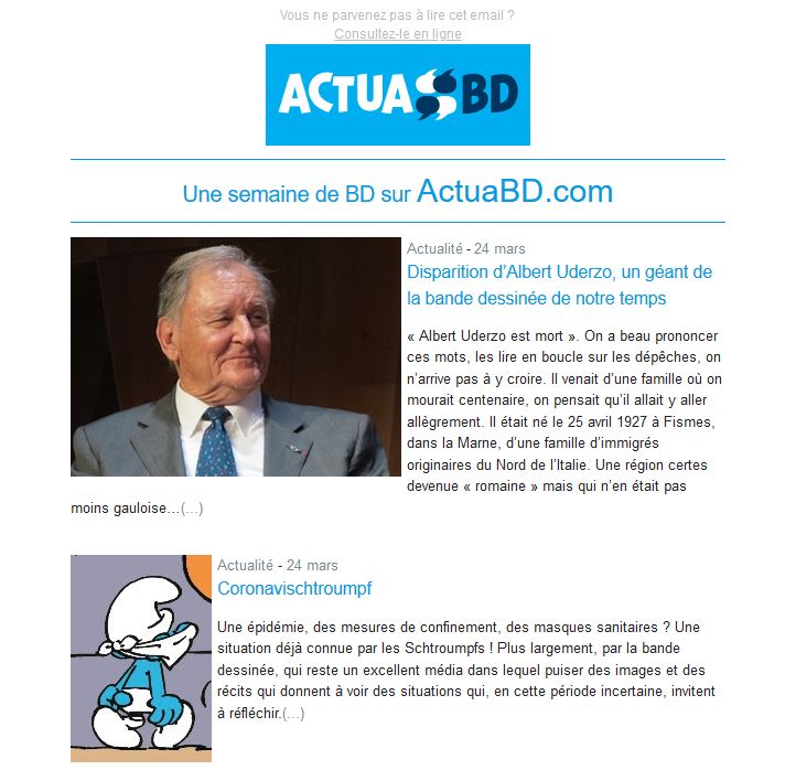 La nouvelle Newsletter d'ActuaBD, c'est pour aujourd'hui ou pour demain ? On y travaille !