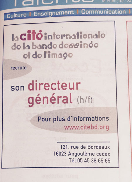 La Cité de la BD cherche son Directeur Général