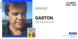Le dessinateur Gaston chez Gibert BD (Paris)