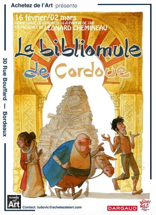 Exposition "La bibliomule de Cordoue" de Léonard Chemineau chez Achetez de l'Art de Bordeaux