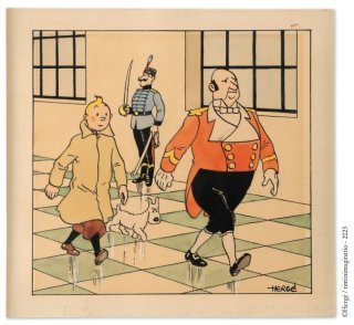 Une exceptionnelle couverture de "Tintin et le Sceptre d'Ottokar" en vente aux enchères à Paris