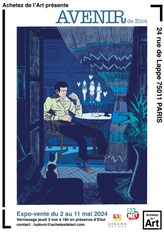Expo-vente pour "Avenir" planche d'Eliot à la galerie Achetez de l'Art Paris