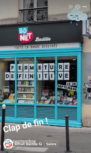 Qu'annonce la fermeture de la librairie BD Net Bastille à Paris ?