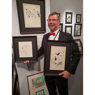 Bernard Soetens (Belgian Fine Comic Strip Gallery) :"Ce qui m'épate chez Hergé c'est la force graphique de son trait"