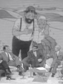 Sur le même plateau TV : Goscinny, Uderzo, Franquin, Hergé et Saint-Ogan