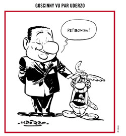 Goscinny, de face et de profil