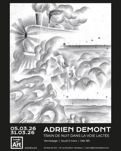 Exposition "Train de nuit dans la Voie lactée" de Adrien Demont chez Achetez de l'Art Bordeaux