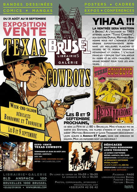 Bonhomme,Trondheim et les cowboys à la librairie Brüsel