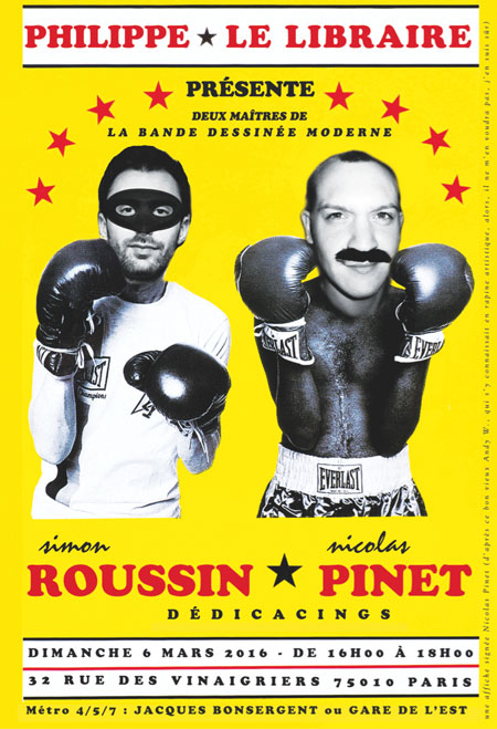 Signature commune de Simon Roussin et Nicolas Pinet chez Philippe Le Libraire