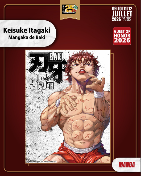 Keisuke Itagaki (Baki) invité d'honneur pour les 25 ans de la Japan Expo !