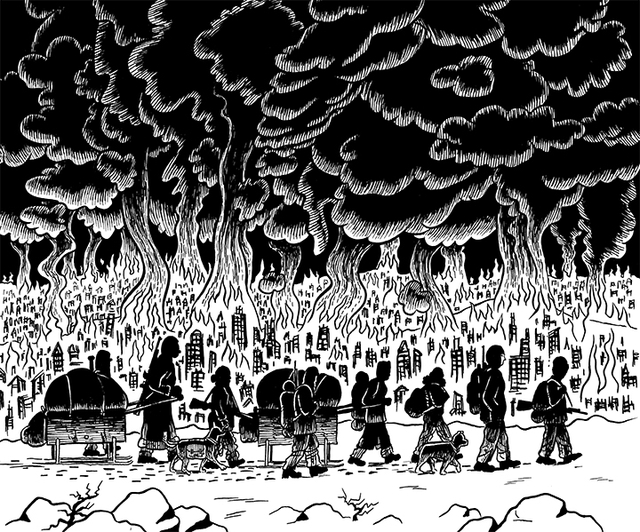"Black River" de Josh Simmons (Huber éditions) : un monde post-apocalyptique noir et sanglant