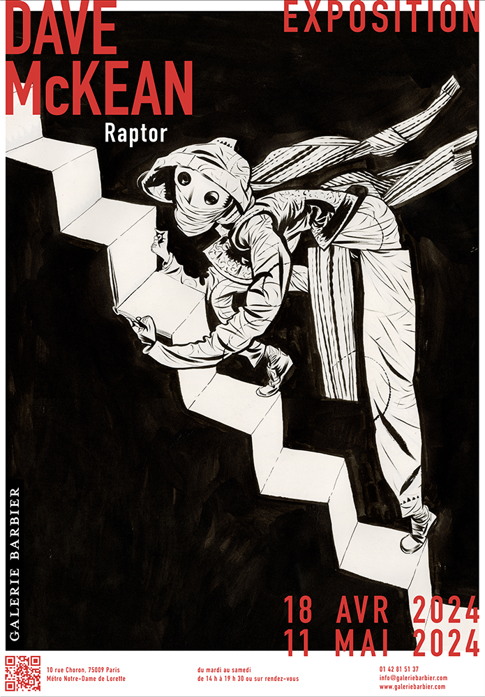 Dave McKean expose les planches de "Raptor" à la galerie Barbier