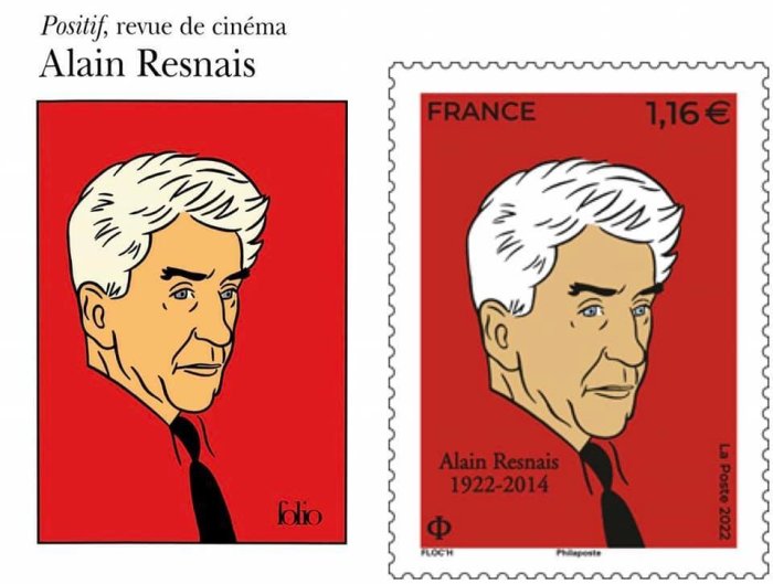 Timbre collector à l'effigie d'Alain Resnais signé Floc'h
