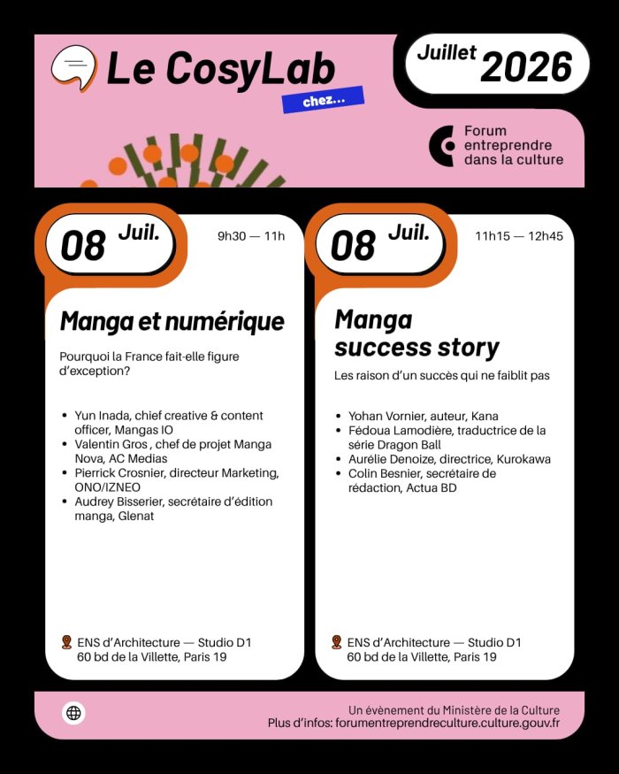 Deux rencontres autour du manga au Forum Entreprendre dans la Culture