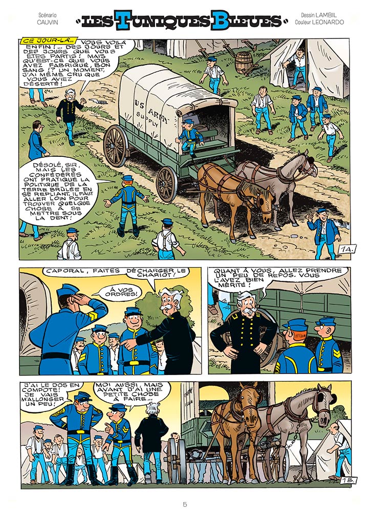 La dernière aventure des Tuniques Bleues signée Lambil et Cauvin publiée dans le journal de Spirou. Mais aussi une très triste nouvelle...