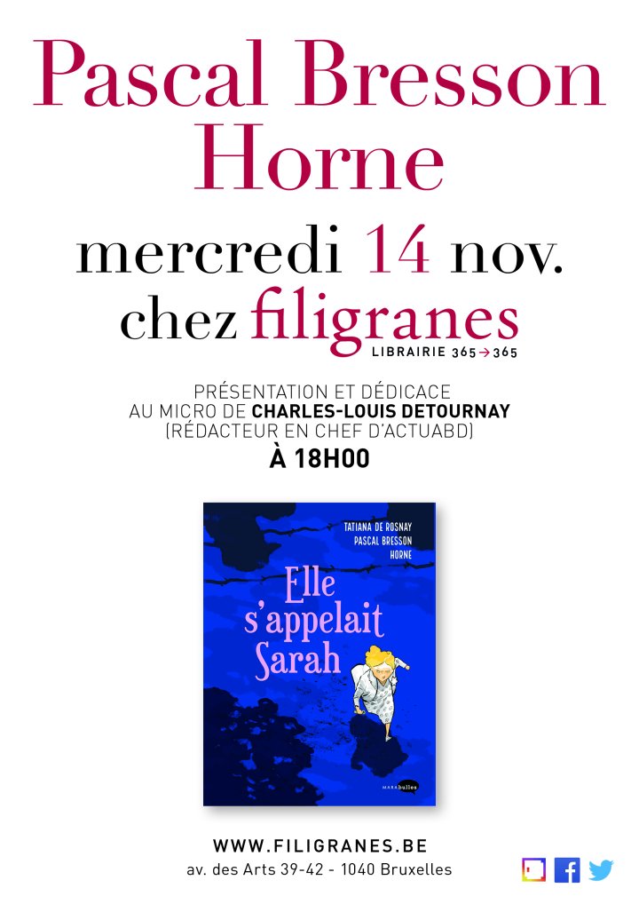 "Elle s'appelait Sarah" à Filigranes (Bxl)