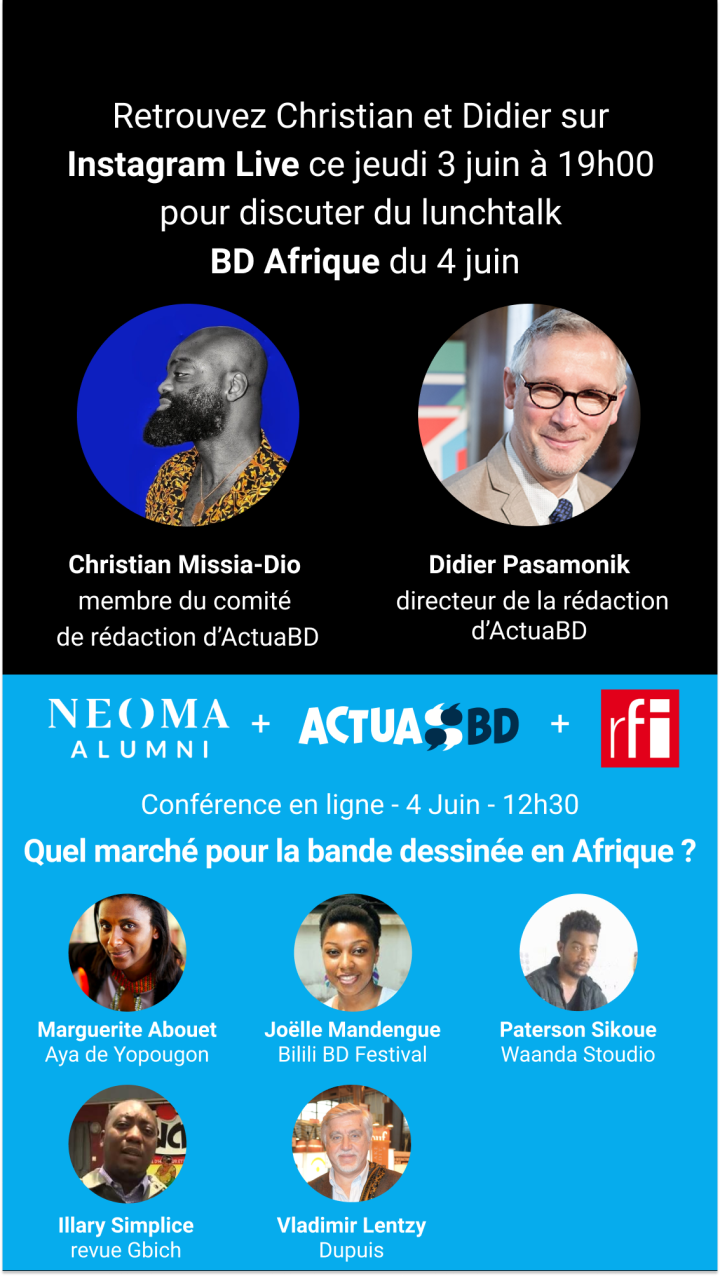 RAPPEL – Le Lunchtalk d'ActuaBD.com : « Quel marché pour la bande dessinée en Afrique ? » c'est demain vendredi le 4 juin à 12h30.
