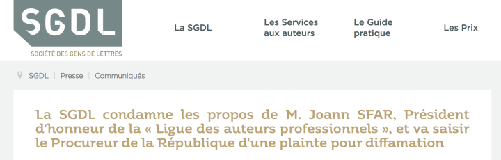 SGDL / Joann Sfar : au-delà de la polémique