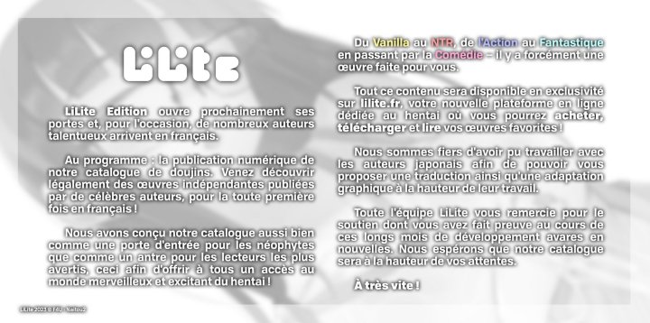 LiLite Edition, un nouvel éditeur à venir sur le marché du Hentaï