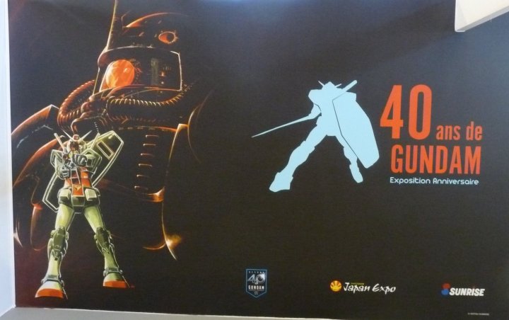 Japan Expo 2019 : Exposition des 40 ans de Gundam, la saga de SF d'animation la plus populaire du Japon.