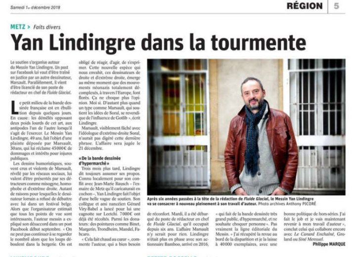 Mauvaise passe pour Yan Lindingre : licencié de Fluide Glacial, il est traîné au tribunal par le dessinateur Marsault