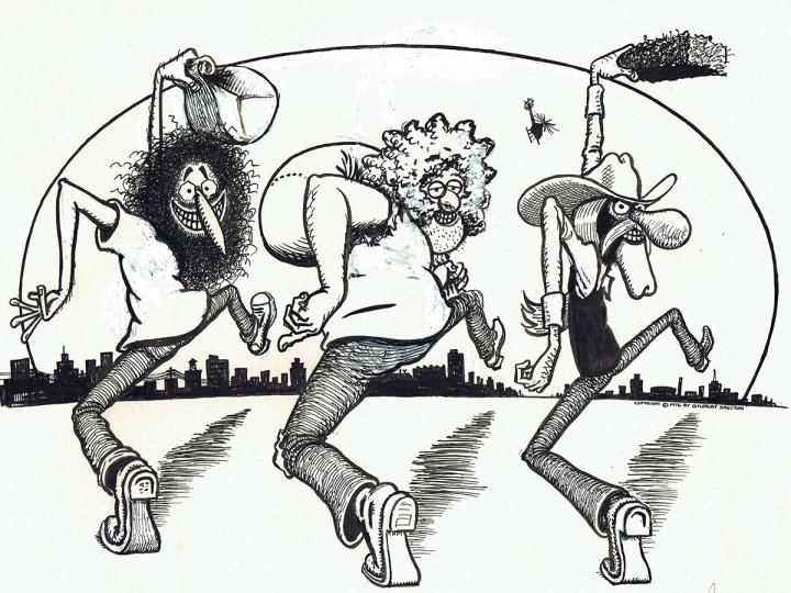 Exposition-vente Gilbert Shelton - Les Fabuleux Freak Brothers - à la Galerie de la Bande Dessinée (Bruxelles)