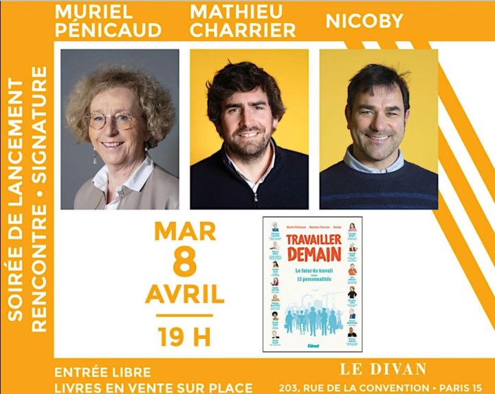 Muriel Pénicaud, Mathieu Charrier et Nicoby présentent leur bande dessinée « Travailler demain : Le Futur du travail vu par 13 personnalités »