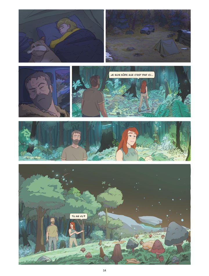 Les deux héros ont passé la nuit sous une tente. Au matin, ils se lèvent et marche dans la nature.