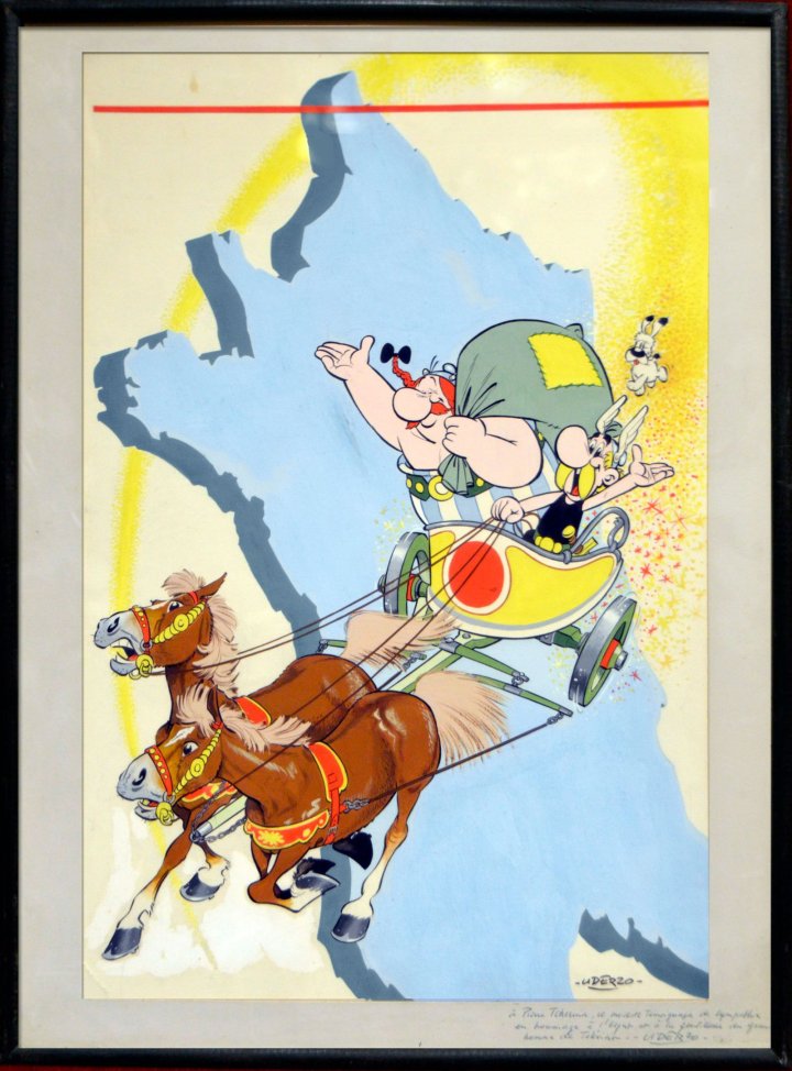 Record absolu pour un original d'Uderzo : plus de 1,4 million € pour la couverture originale d' « Astérix et le Tour de Gaule ».