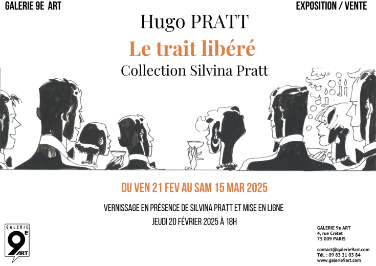 Exposition Hugo Pratt - Le trait libéré (collection Silvina Pratt) à la Galerie 9e Art (Paris)-